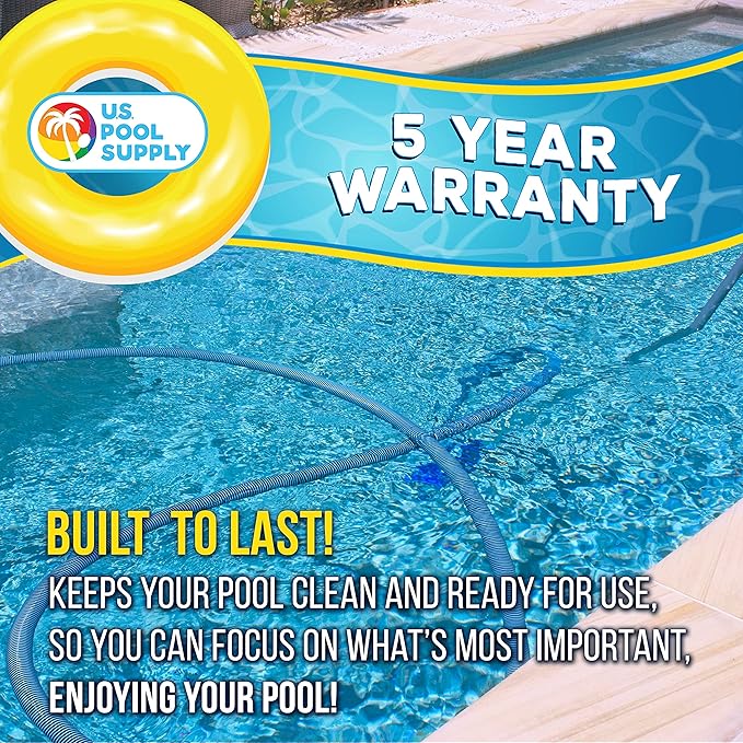 U.S. Pool Supply Pool Vacuum Hose - 1-1/2" x 25' Professional Heavy Duty Pool Hose for Inground, Spiral Wound with Kink-Free Swivel Cuff - Connect to Vacuum Heads, Skimmer, Cleaner, Filter Pump Inlet
