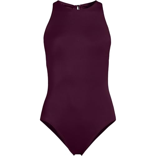 Lands' End Women's Tugless High Neck Portrait Back One Piece Swimsuit
