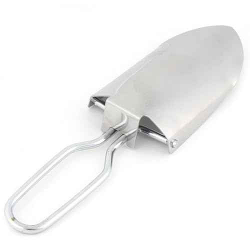 Folding Camping Shovel Mini Folding Shovel Steel Folding Shovel Outdoor Survival Shovel Stainless Steel Hiking Trowel Entrenching Tool Handle with Carrying Pouch(Color:Silver)