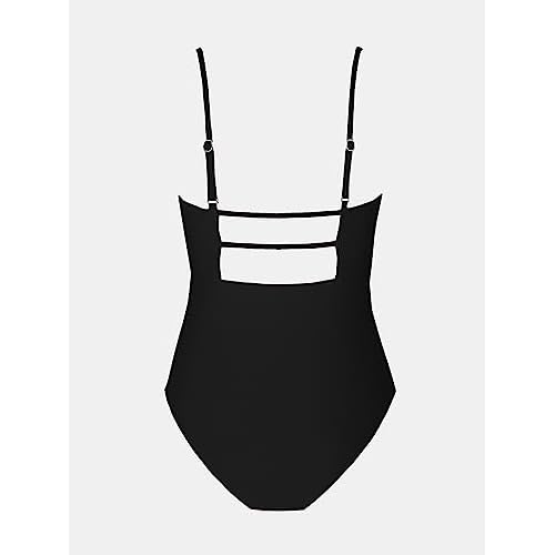 CUPSHE Women Swimsuit One Piece Bathing Suit Square Neck Cutout Back Tummy Control with Adjustable Spaghetti Straps