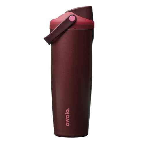 Owala FreeSip Sway Insulated Stainless Steel Water Bottle with Two-Way Spout, Built-In Straw and Bucket Handle, Made for Travel, School, and Sports, 30oz, BPA Free, Leak Proof, Black Cherry