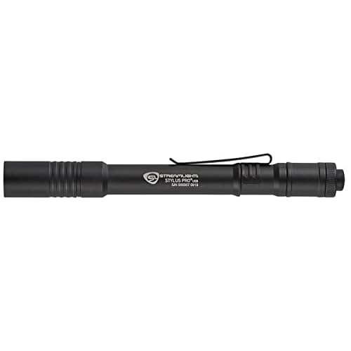 Streamlight 66134 Stylus Pro USB 350-Lumen Rechargeable White LED Pen Light for Inspectors, Law Enforcement, and Everyday Use with USB Cable, and Nylon Holster, Black