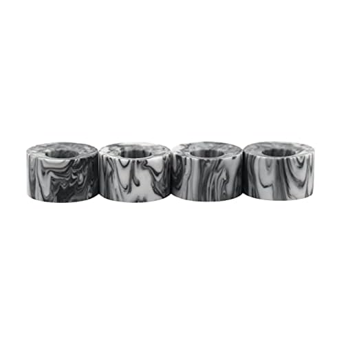 Teak Tuning Apex 71D Urethane Fingerboard Wheels - Cruiser Style, Bowl Shaped, 8.7mm Diameter - ABEC-9 Stealth Bearings - Made in The USA - Grey & White Swirl Colorway