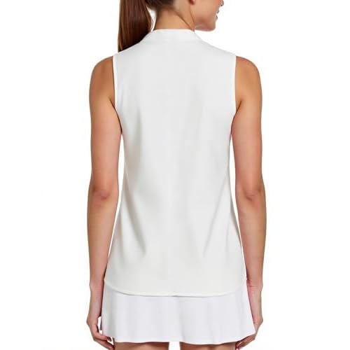AURUZA Womens Golf Shirt, Sleeveless Polo Shirts for Women V Neck Zip Collar Athletic Workout Tennis Tank Top Summer Outfit
