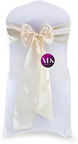 VDS Satin Chair Sashes Chair Cover Back Tie Sateen Bows Ribbon for Wedding Birthday Graduation Engagement Ceremony Event Party Banquet Venue Hotel All Dining Chair Decoration (75PC) (Cream)