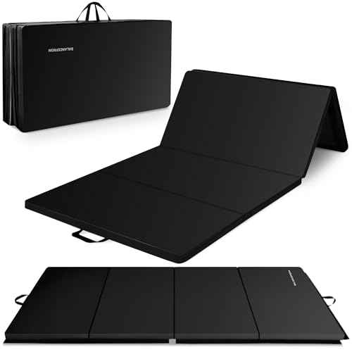 BalanceFrom 10x4 Feet 4-Panel Folding Gymnastics Mat ? 2-Inch Thick Pad with Vinyl Surface and Carrying Handles for Tumbling, Yoga, Pilates, Home Workouts, and Martial Arts