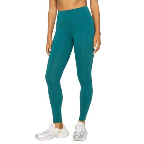 Fabletics Women's On-The-Go PowerHold High-Waisted Legging, Maximum Compression, Flattering, S/Regular | 27, Green Abyss