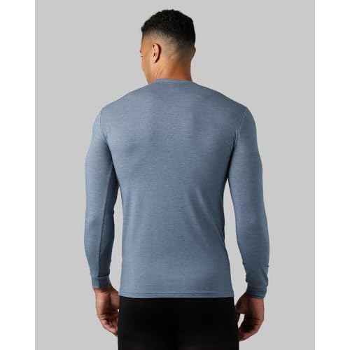32 Degrees Heat Men's Lightweight Crew Base Layer Thermal Top | Form Fitting | Long Sleeve| 4-Way Stretch, Nile Blue Heather, Large