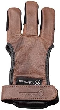 Premium Handmade Brown Leather Archery Gloves - Three Finger Design for Comfort