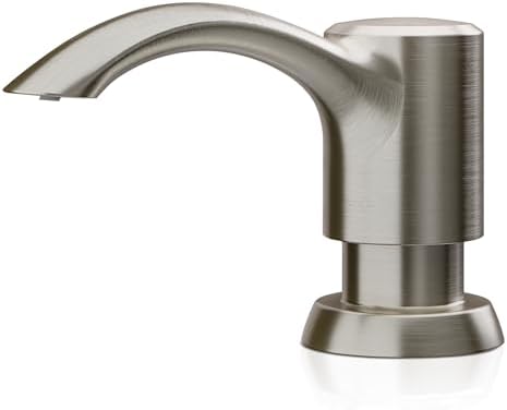 SAMODRA Built in Kitchen Sink Soap Dispenser (Brushed Nickel) with 12 oz Large PET Lotion Bottle, Refill from Top