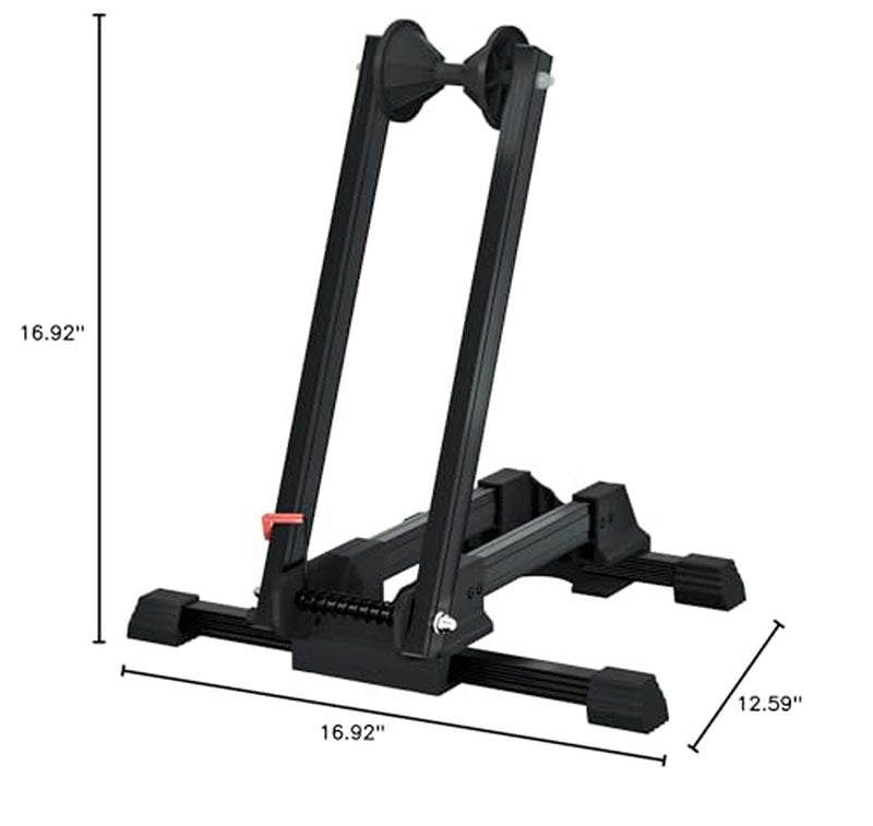 Sports Foldable Alloy Bicycle Stand Bike Floor Parking Rack Steady Wheel Holder Fit 20"-29" BikesIndoor Home Garage Cycling Storage Organizer Cycle Tires Rack Holder for Mountain and Road Bike