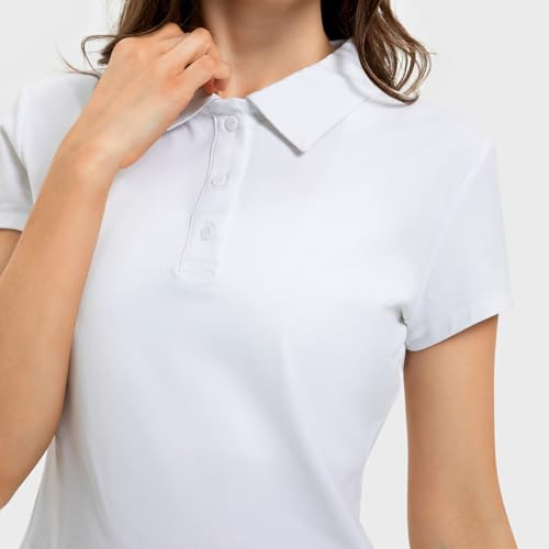Women's Cropped Polo Shirts Athletic Golf Tennis Shirts Short Sleeve Moisture Wicking Collared Sports T-Shirts