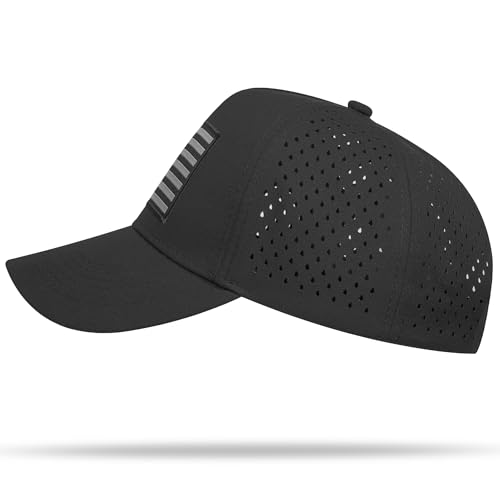 American Flag Trucker Hat, Quick Dry Baseball Cap for Men & Women, Laser Cut Mesh Waterproof Snapback Hats