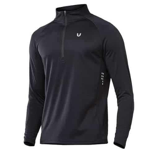 NORTHYARD Quarter Zip Pullover Men Running Shirt Long Sleeve Moisture Wicking Quick Dry Athletic Workout Shirts