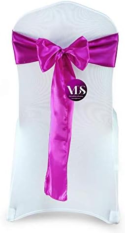 VDS Satin Chair Sashes Chair Cover back Tie Sateen Bows Ribbon for Wedding Birthday Graduation Engagement Ceremony Event Party Banquet Venue Hotel all Dining Chair Decoration (125PC) (Magenta Violate)
