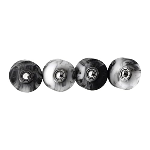Teak Tuning Apex 61D Urethane Fingerboard Wheels - Slim Bowl Shaped, 7.5mm Diameter - ABEC-9 Stealth Bearings - Made in The USA - Grey & White Swirl Colorway