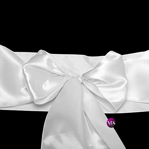 VDS Satin Chair Sashes Chair Cover Back Tie Sateen Bows Ribbon for Wedding Birthday Graduation Engagement Ceremony Event Party Banquet Venue Hotel All Dining Chair Decoration (300PC) (White)