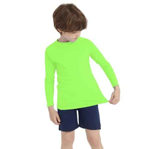 Boys UPF 50+ Rash Guard Neon Shirt Quick Dry Swim Shirts Long Sleeve UV Sun Protection Shirt for Kids Teens