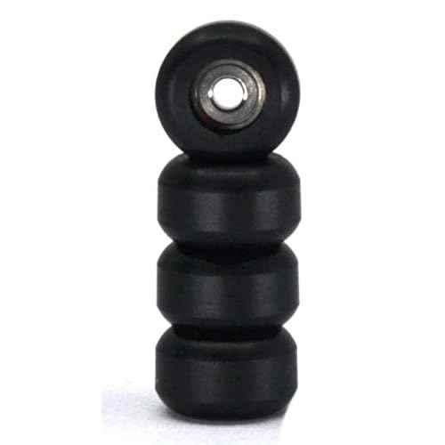 Teak Tuning CNC Polyurethane Fingerboard Bearing Wheels, Black - Set of 4 Wheels - Durable Material with a Hard Durometer