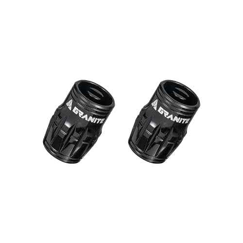 Granite Juicy Nipple Valve Cap with Valve Core Removing Function, Tire Valve Caps Dust Covers for Bikes and Vehicles, Durable Alloy Schrader Valve Cap, 2-Piece Set (Black)