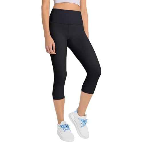 Gnainach Girls Capri Leggings High Waisted Compression Pants Stretch Active Yoga Tights for Kids Teen Workout Running