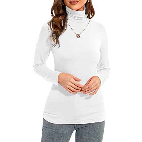 Womens Long Sleeve Turtleneck T-Shirts Casual Lightweight Slim Fit Cozy Base Layer Top