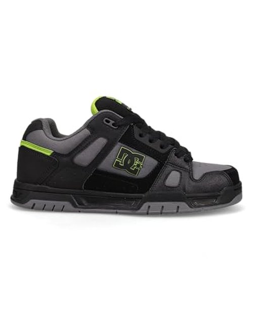 DC Men's Stag Skate Shoe, Black/Grey/Lime, 7