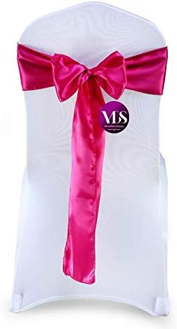 VDS Satin Chair Sashes Chair Cover Back Tie Sateen Bows Ribbon for Wedding Birthday Graduation Engagement Ceremony Event Party Banquet Venue Hotel All Dining Chair Decoration (250PC) (Magenta)