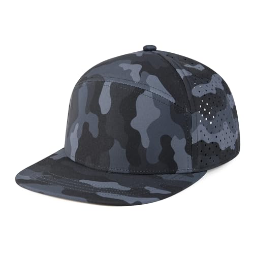 Men Flat Brim Adjustable Performance Hat Snapback Laser Perforated Baseball Cap