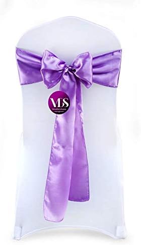 VDS Satin Chair Sashes Chair Cover Back Tie Sateen Bows Ribbon for Wedding Birthday Graduation Engagement Ceremony Event Party Banquet Venue Hotel All Dining Chair Decoration (100PC) (Lavender)