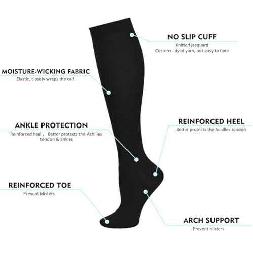Compression Socks for Women & Men 15-20mmHg Knee High Support Socks for Running Athletic Travel