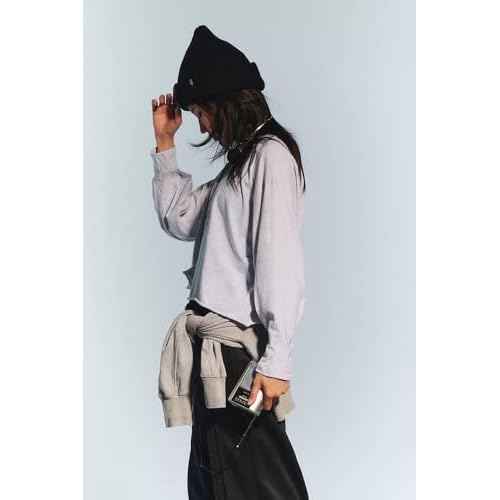 INFITTY Oversized Long Sleeve Shirts for Women Cropped Workout Tops Cotton T Shirt Casual Tee Gym Y2K Clothes