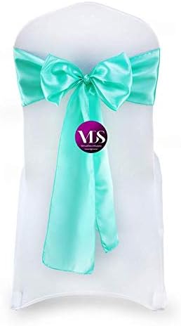 VDS Satin Chair Sashes Chair Cover Back Tie Sateen Bows Ribbon for Wedding Birthday Graduation Engagement Ceremony Event Party Banquet Venue Hotel All Dining Chair Decoration (50PC) (Sea Green)