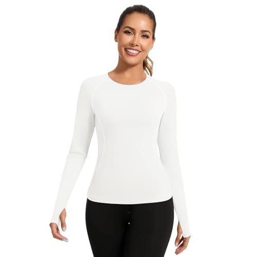 Loovoo Workout Tops for Women 1/2 Pack Long Sleeve Athletic Shirts with Thumb Holes Breathable Quick Dry Yoga T-Shirts