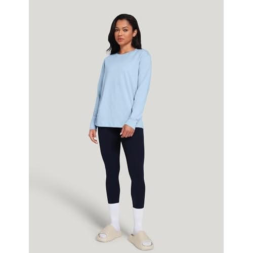 HeyNuts Pima Cotton Workout Long Sleeve Shirts for Women Crew Neck Athletic Basic Shirts Casual Tops