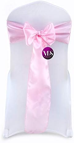 VDS Satin Chair Sashes Chair Cover Back Tie Sateen Bows Ribbon for Wedding Birthday Graduation Engagement Ceremony Event Party Banquet Venue Hotel All Dining Chair Decoration (200PC) (Pink)