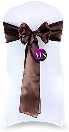 VDS Satin Chair Sashes Chair Cover back Tie Sateen Bows Ribbon for Wedding Birthday Graduation Engagement Ceremony Event Party Banquet Venue Hotel all Dining Chair Decoration (125PC) (Chocolate Brown)