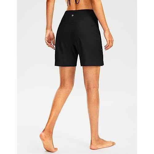G Gradual Women's 7" Long Swim Board Shorts High Waisted Quick Dry Beach Swimming Shorts for Women with Liner Pockets