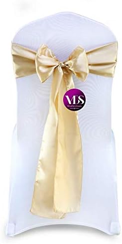 VDS Satin Chair Sashes Chair Cover Back Tie Sateen Bows Ribbon for Wedding Birthday Graduation Engagement Ceremony Event Party Banquet Venue Hotel All Dining Chair Decoration (125PC) (Champagne)