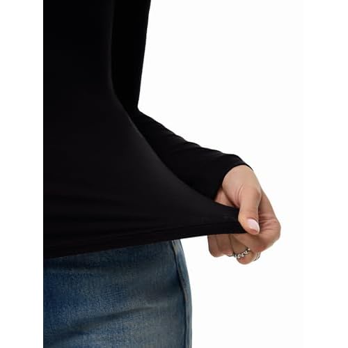 REORIA Women's Basic Long Sleeve Thermal Shirts Mock Turtle Neck Soft Wool Winter Layering Slim Fit Underwear Tops 2025