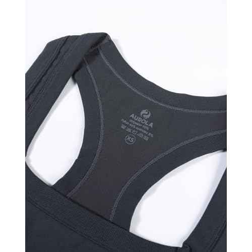 AUROLA Essentials Seamless Sleeveless Racerback Top,Women Subtle Marl Workout Square Neck Fitted Tank