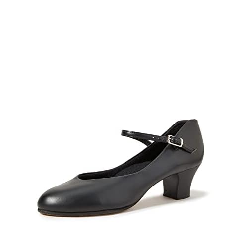 Capezio Women¡¯s Junior Footlight Character Dance Shoes, Professional Dance Shoes For Women Suitable For Many Dance Styles, Comfortable & Supportive Dance Heels - Black, Size 8.5