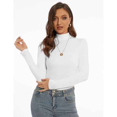 Mock Turtle Neck Long Sleeve Pullover High Neck Undershirt Slim Fit Basic Casual Tee Tops