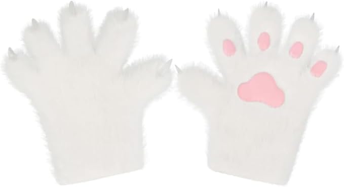 Faux fur wolf paw gloves with non-slip cat pad three-piece set, suitable for cosplay, Christmas, and Halloween party costumes