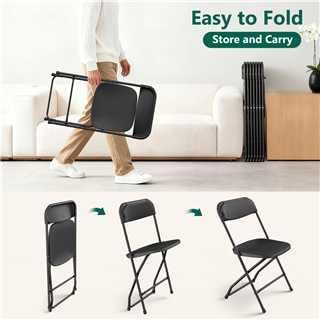20 Pack Black Plastic Folding Chairs, Outdoor Portable Folding Chair with Steel Frame, 350lbs Capacity Stackable Foldable Chairs for Patio, Garden, Picnic, Kitchen, Events