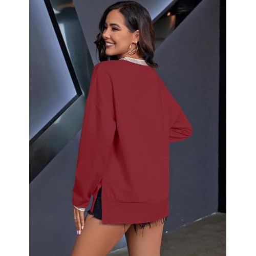 AKEWEI Womens Casual Crewneck Sweatshirts Long Sleeve Shirt Lightweight Tunic Pullover Tops S-XXL
