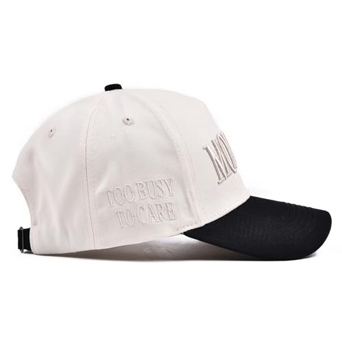 Funny Mommin Hat for Women, Mama Too Busy to Care Truck Hat Gifts Adjustable Washed Cotton Embroidered Mom Baseball Cap