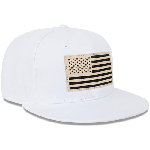 American Flag Snapback Hats - Flat Bill Brim Hat for Men Women - Breathable & Adjustable Fit for Casual Wear