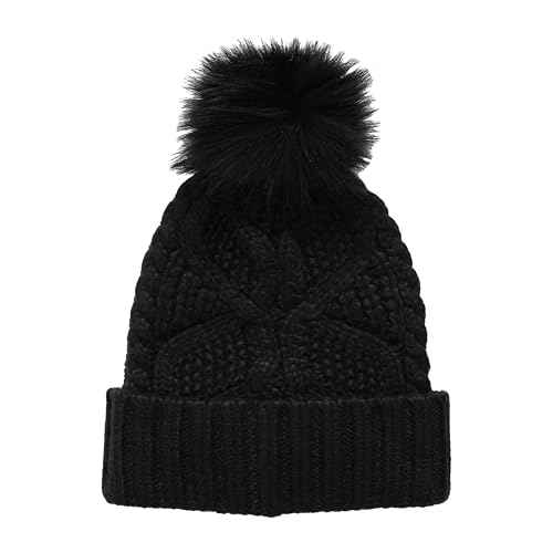 UGG Women's Cable Beanie with Pom, Black