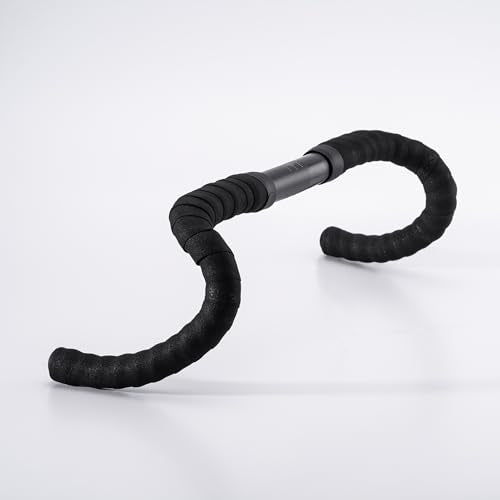 Fabric Logo Handlebar Tape - Road Bike Bar Tape with Handlebar Plugs and Finishing Strips - 200 x 3 cm - 2.5mm Thick Black